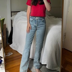 Revice high rise straight leg blue jeans ex boyfriend style size 25